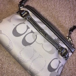 Silver Shiny Coach Wristlet